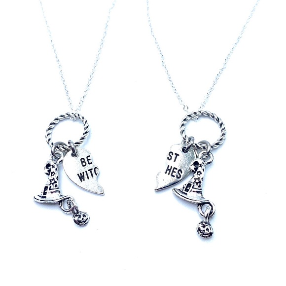 Best Witches Necklaces Set Of 2 Halloween Witch Friends Gift - Picture 8 of 8